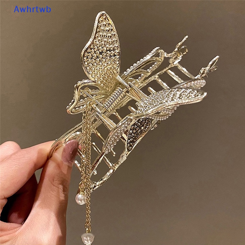 Kẹp Tóc Kim Loại Hình Bướm Đính Ngọc Trai Cho Nữ Mới