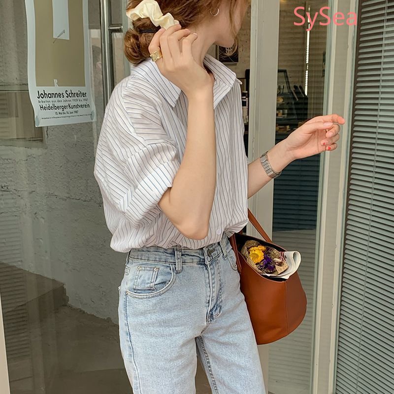 Áo Thun Tay Ngắn Kẻ Sọc Thời Trang Mùa Hè Cho Nữ