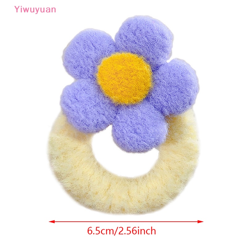 Dây Buộc Tóc Cao Su Co Giãn Bọc Vải Lông Đính Hoa Ngọt Ngào Cho Nữ