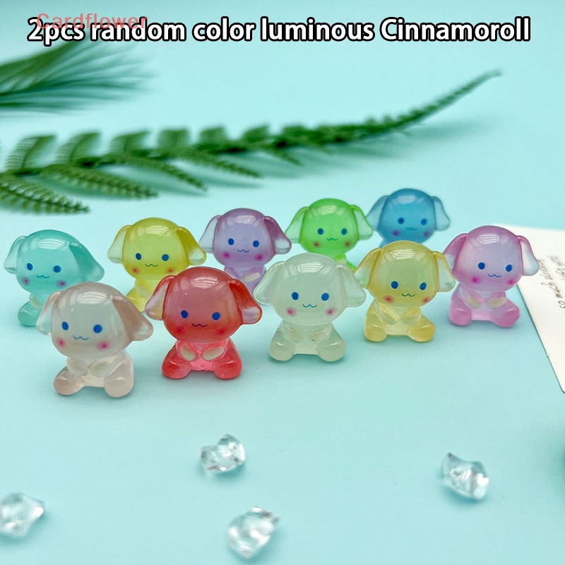 &lt; Cardflower &gt; Bộ 2 Tượng Trang Trí Hoạt Hình Mini Bằng Nhựa Phát Quang Trong Bóng Tối Mới