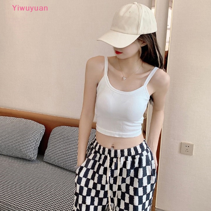 < Yiwuyuan > Áo Croptop Dệt Kim Trễ Vai Có Mút Nâng Ngực Dây Chéo Sau Lưng Gợi Cảm Cho Nữ