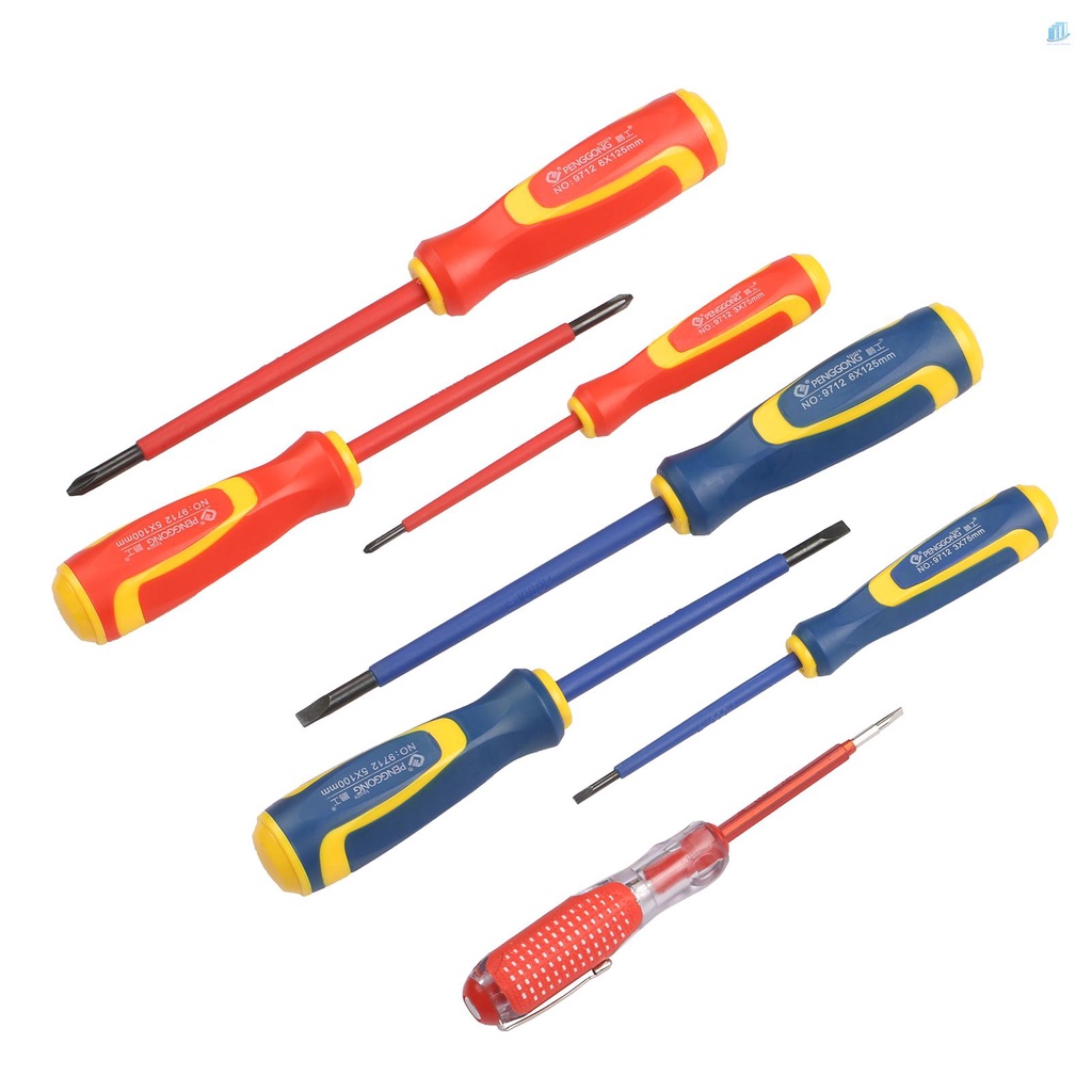 Bộ 7 Tua Vít Nam Châm Cách Điện (s2mwvn) PENGGONG Philips Và Đầu Phẳng Chuyên Dụng Cho Thợ Điện