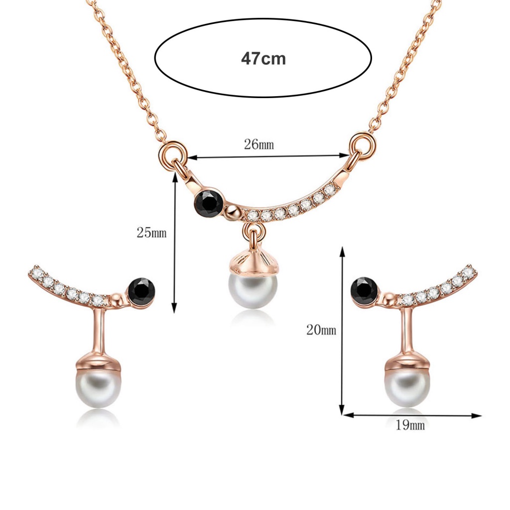 1 Bộ Vòng cổ Và Bông Tai Đính Kim Cương Giả Cho Nữ