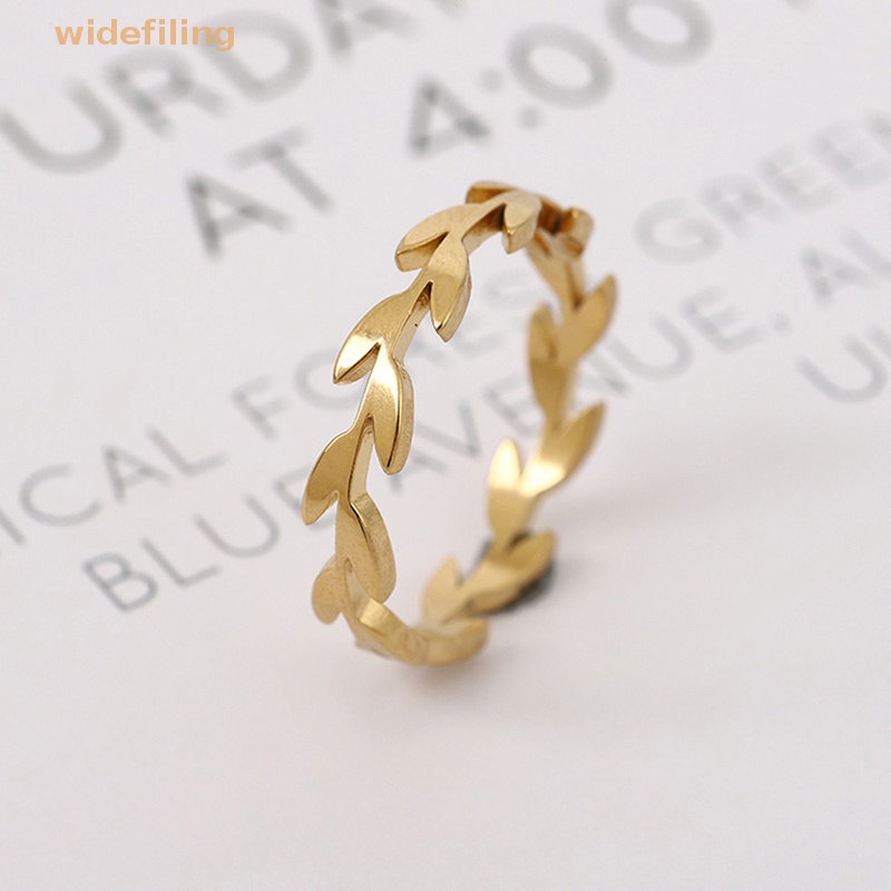 Nhẫn Hình Lá Bằng Thép Không Gỉ Bản Rộng Thời Trang Cho Nữ