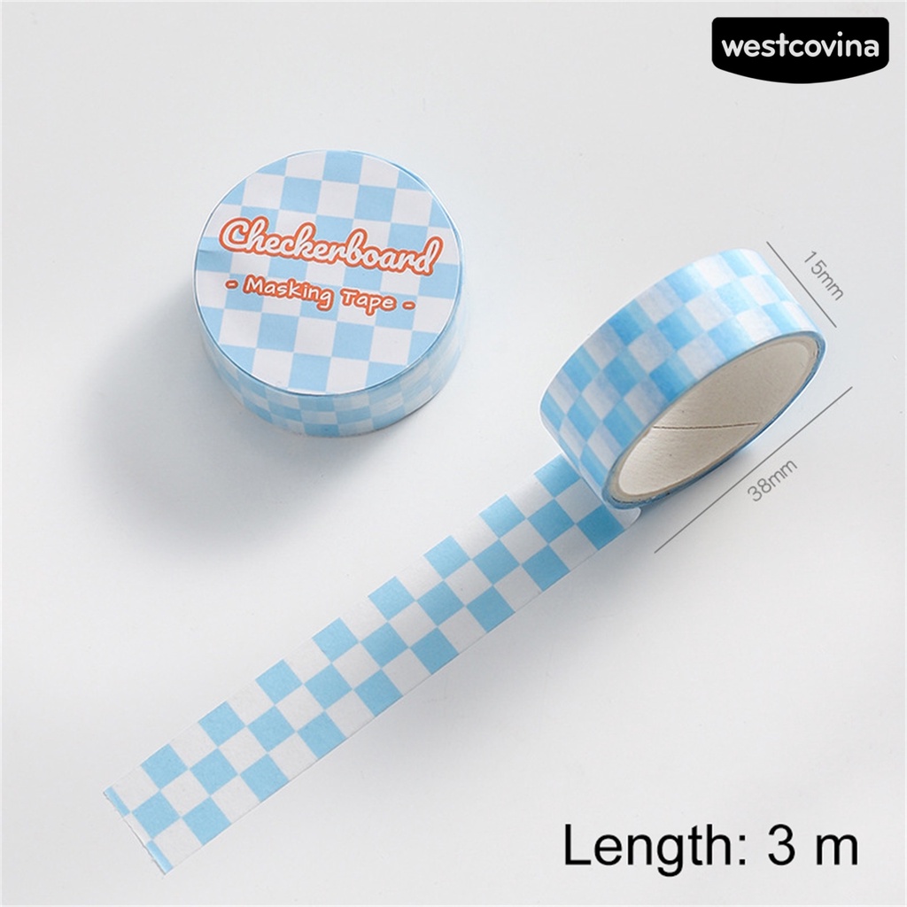 [COD]♪1 Cuộn Băng Dính Washi Trong Suốt In Họa Tiết Kẻ Sọc Chống Phai Có Thể Tháo Rời Trang Trí Sổ Tay