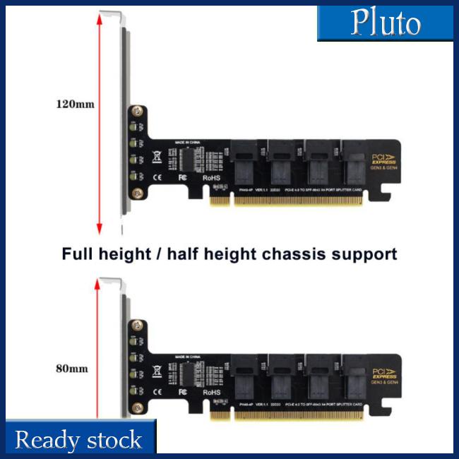 Thẻ Mở Rộng Pcie X16 Sang 4 Cổng U.2 Nvme Sff-8643 Sff-8639 Pci-e 4.0 T3eb Có Đèn Led