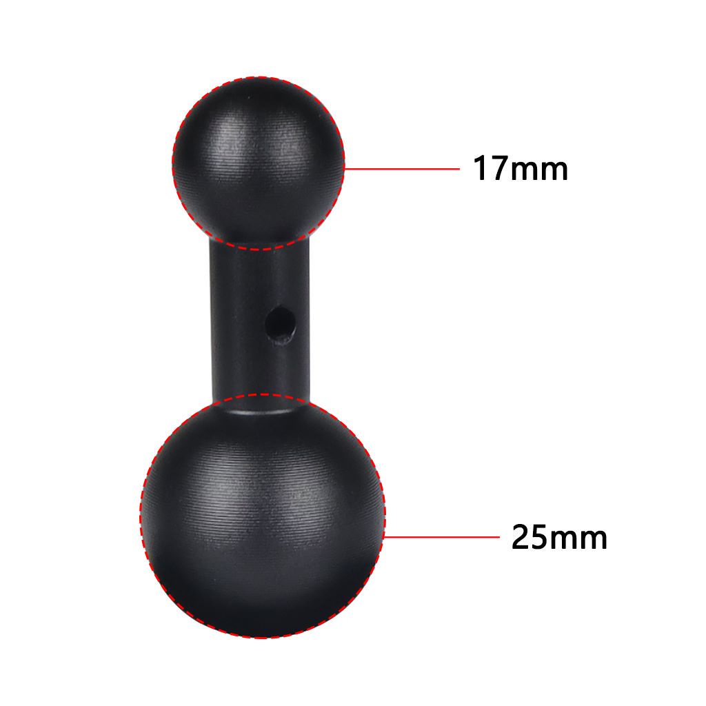 Hợp kim nhôm 1 inch 25mm đến 25mm / 17mm đến 25mm Bộ chuyển đổi đầu bi cho tay cầm gắn bi kép cho má