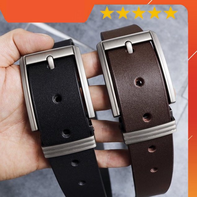 HÀNG VNXK - Dây thắt lưng da đen và nâu mặt xử lý mờ chống trầy xước