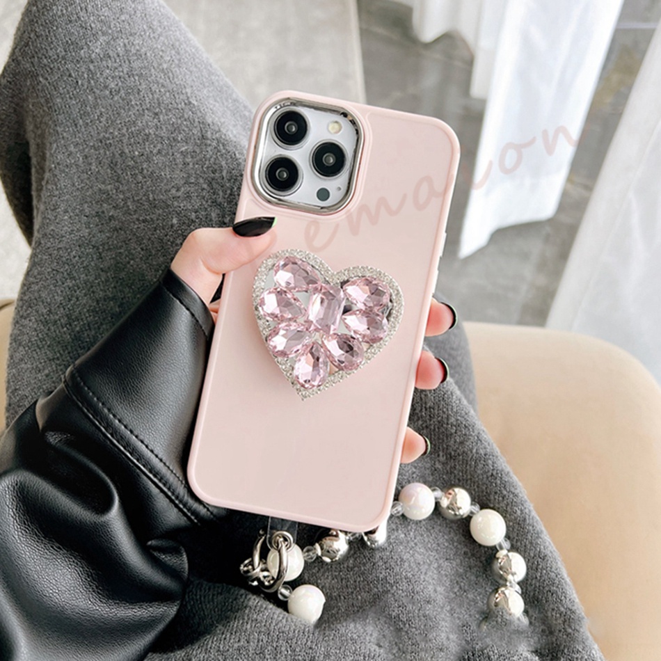 Ốp Điện Thoại Silicon Đính Đá Hình Trái Tim 3D Cho iPhone 11 12 13 14 Pro MAX 7 8 Plus 11Pro X XR XS MAX SE 2020 2022