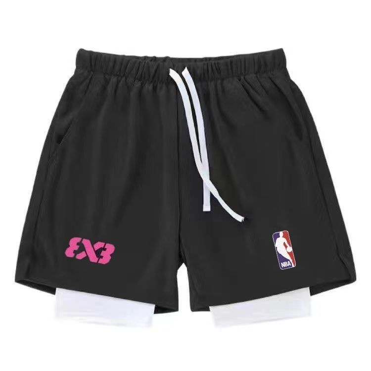 Quần Short Thể Thao Giả Hai Lớp Mẫu Mới 2023 3V3 Phong Cách Bóng Rổ Mỹ Thời Trang Mùa Hè Nhanh Khô