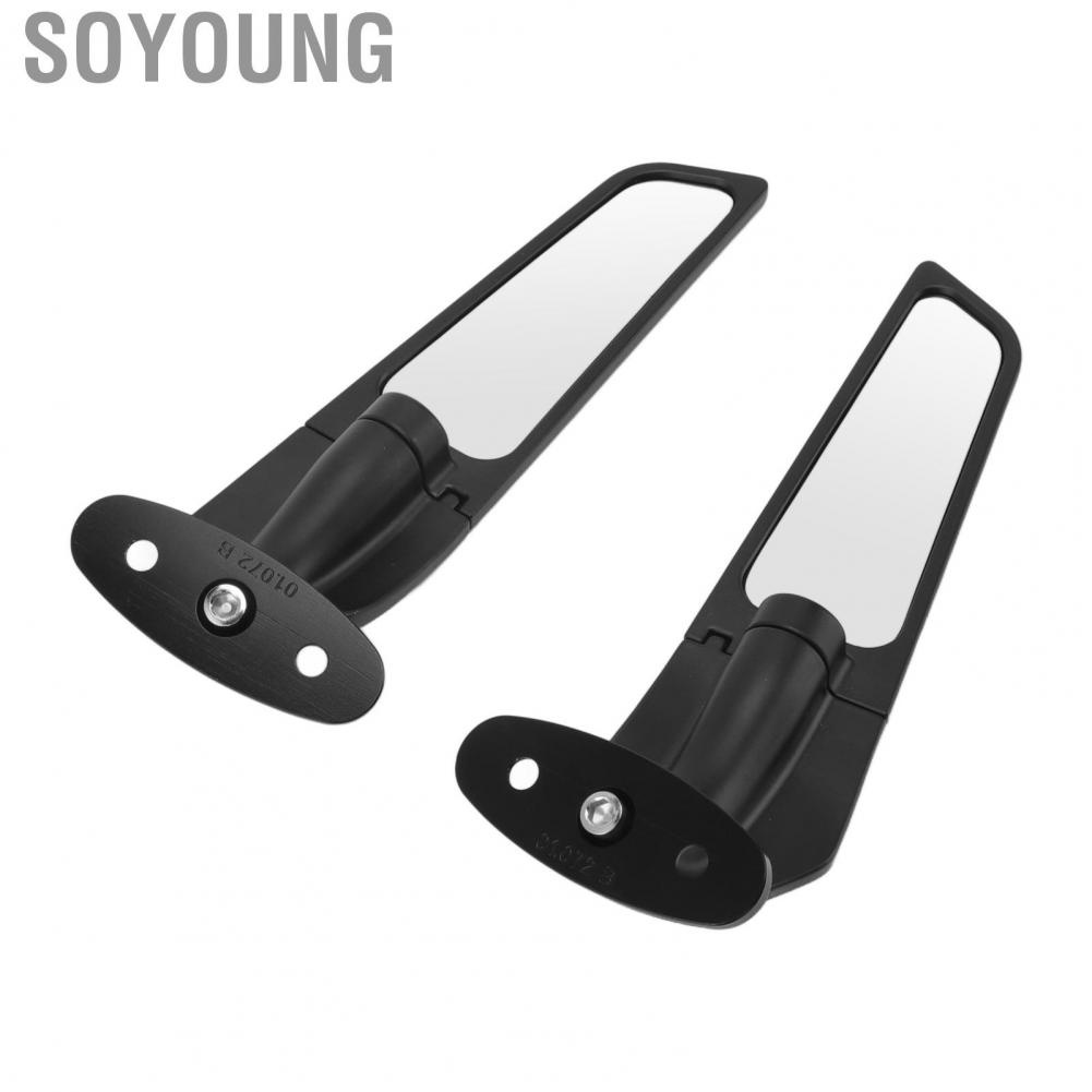 Soyoung Side Wing Mirrors  Rear View Adjustable Sporty Look for Motorcycle