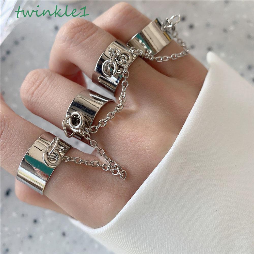 Nhẫn Nhiều Lớp Đính Dây Xích Lấp Lánh Có Thể Điều Chỉnh