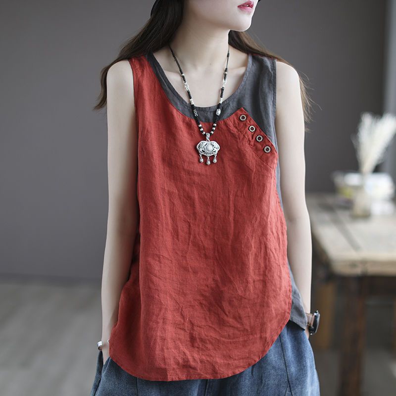 Áo Dây 100% Cotton Lanh Mỏng Dáng Rộng Phong Cách Mới Mùa Hè 2024