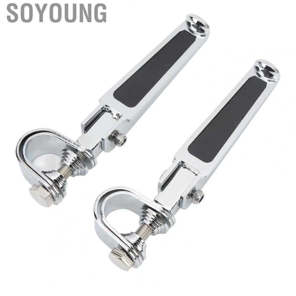 Soyoung Engine Guard Foot Pedals  2PCS U Clamp Foot Pegs Ergonomic Comfortable Riding  for Motorcycle Street Bike with 1in ‑ 1‑1/4in Highway Bar