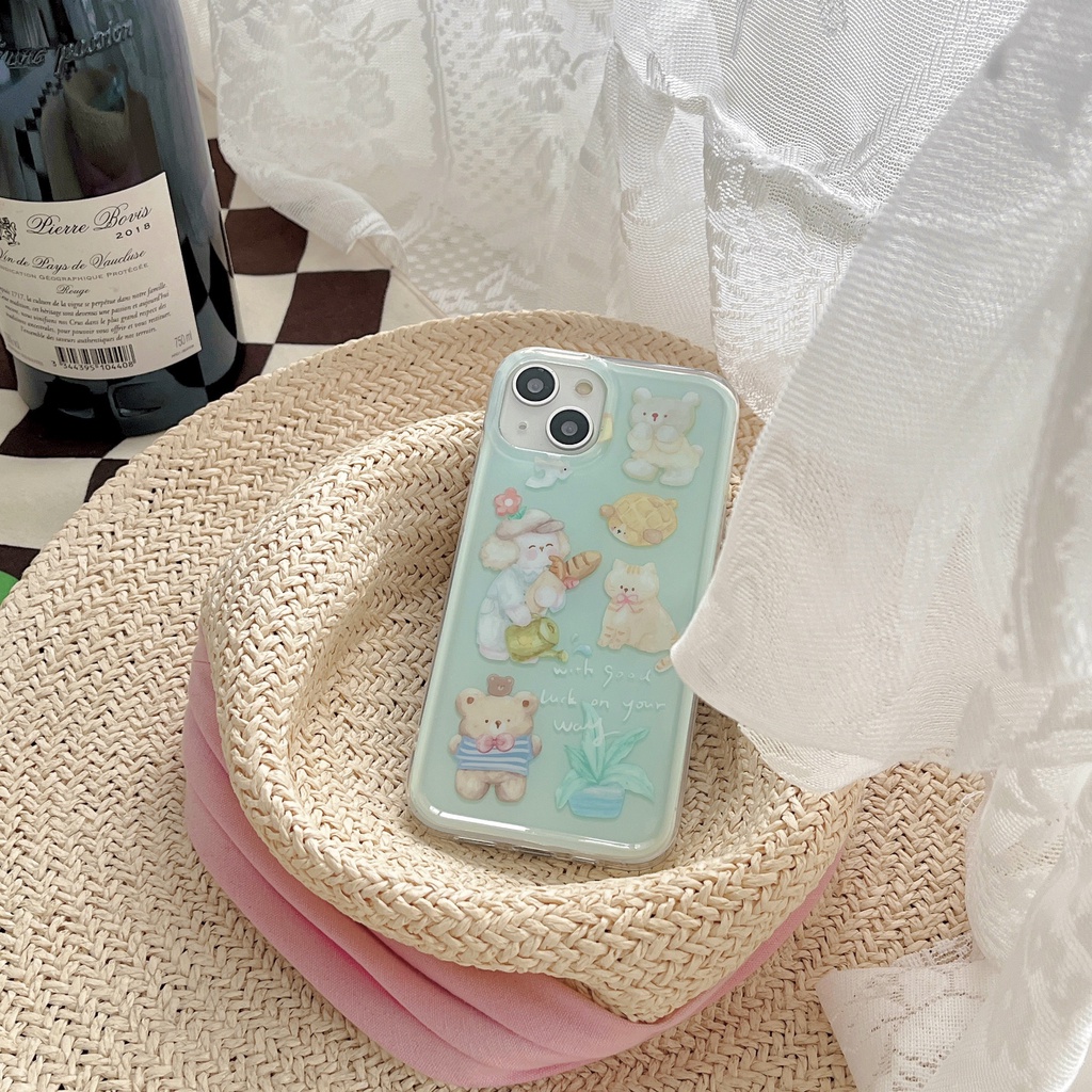 Ốp Điện Thoại TPU Silicon Mềm Trong Suốt Họa Tiết Hoạt Hình Cho iPhone11 12 13 14 Pro Max