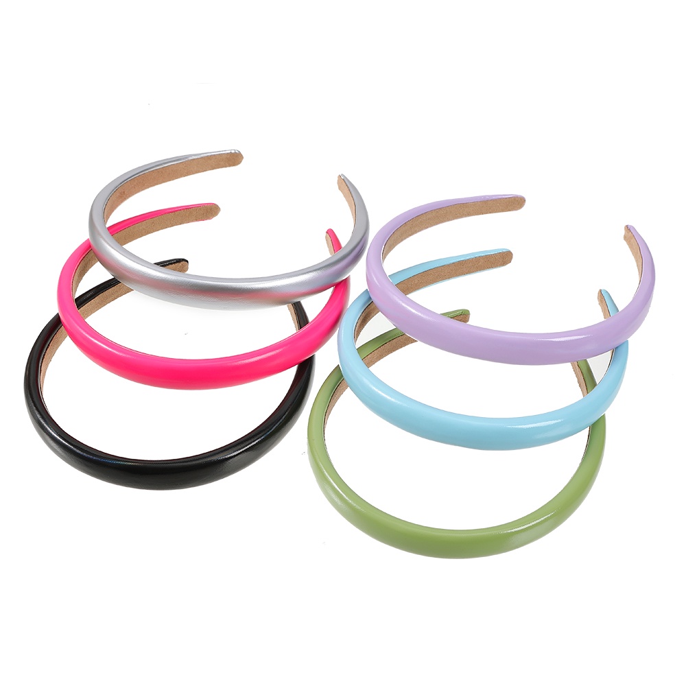 Băng Đô Cài Tóc Bằng Xốp PU Màu Trơn Sáng Bóng Thời Trang Cho Nữ CHLINS