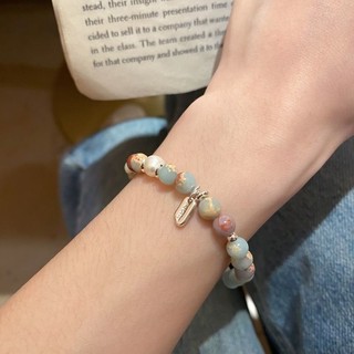 Advanced Natural Stone beaded bracelet female ins niche design elastic bracelet light luxury internet celebrity elegant bracelet