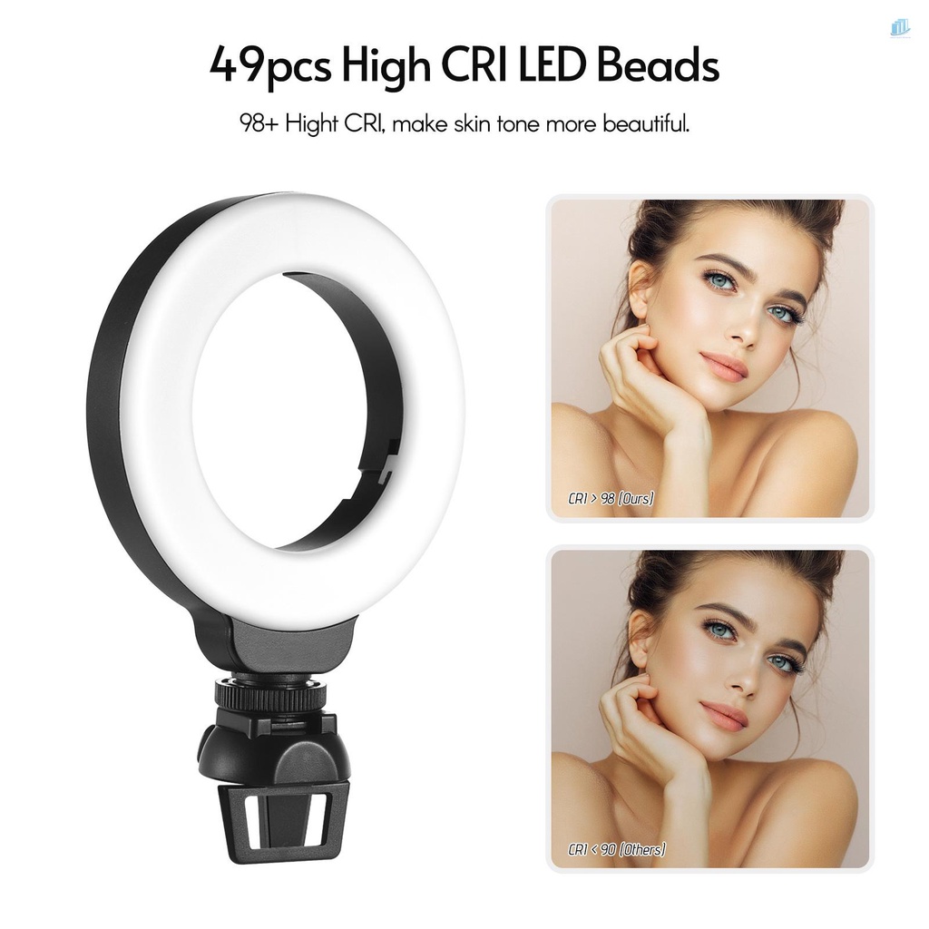 Vòng Đèn LED Mini 4 Inch 3 Chế Độ Sáng 3200K-6500K Kèm Đầu Chuyển Đổi USB Chuyên Dụng Cho Laptop