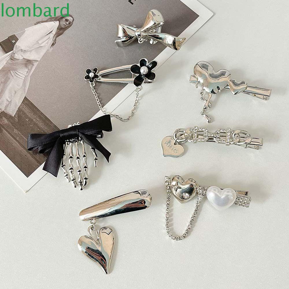 Kẹp Tóc Mái Phong Cách Harajuku Cho Nữ|Kẹp Tóc Dây Xích Kim Loại Hình Trái Tim Phong Cách Hàn Quốc