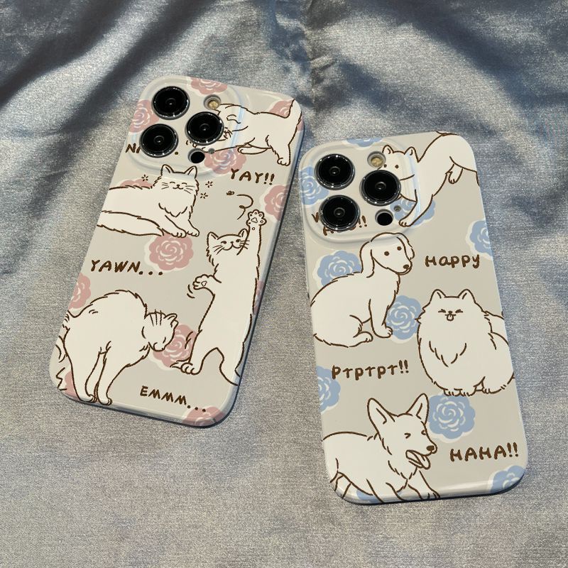 Ốp Điện Thoại In Hình Chó / Mèo / Bông Hoa Xinh Xắn Cho Iphone127 / Xsmax plus13 14 11 xr 8 G69V