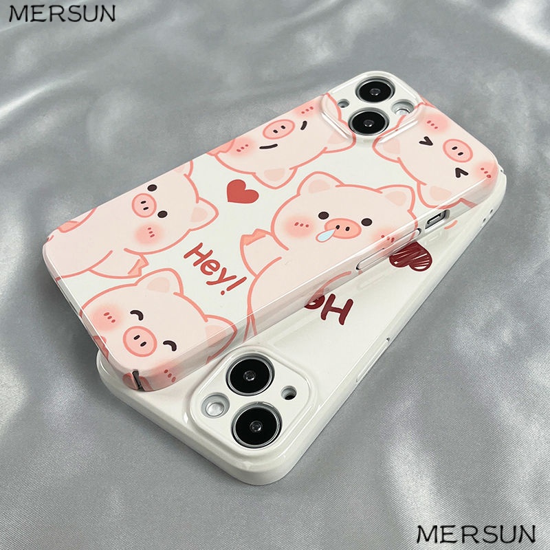 Ốp Điện Thoại Cứng In Hình Heo / Trái Tim Cho Iphone 12 Xr 8 14pro max 13Xs7 11 BI4R