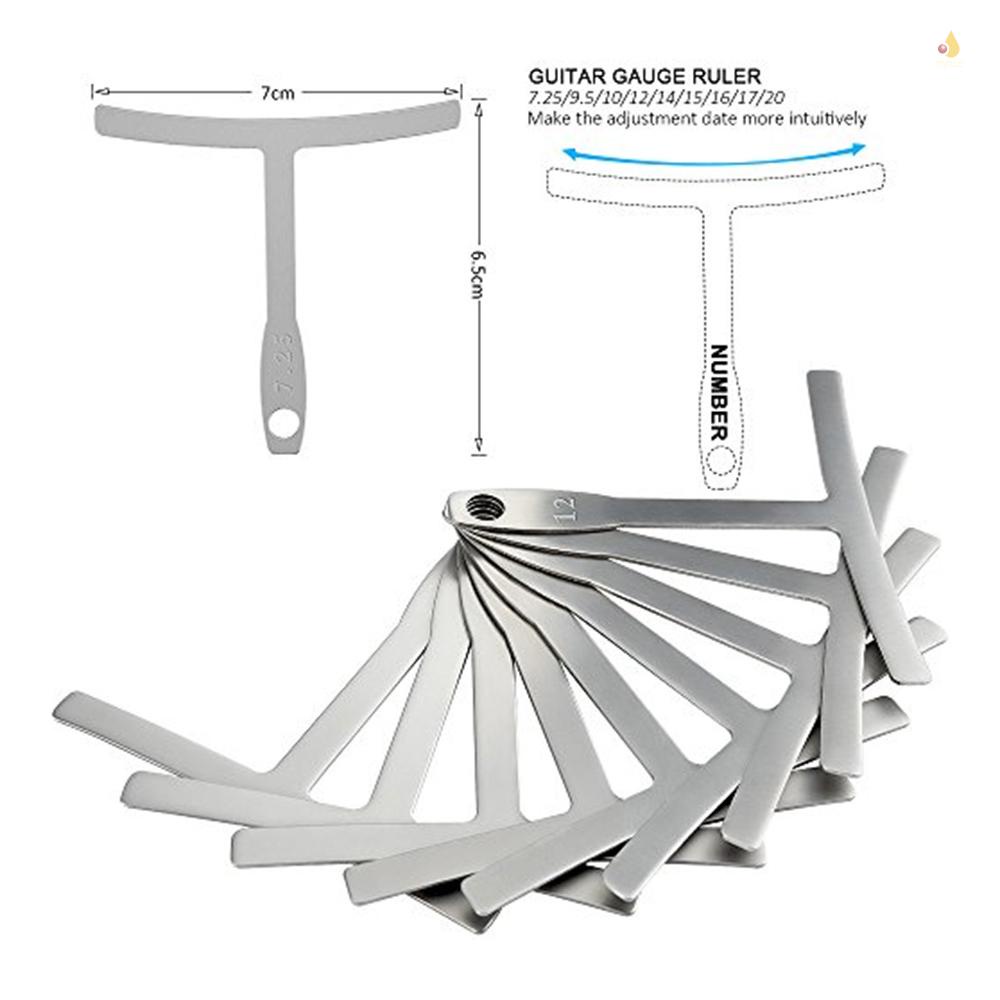 Bộ 9 Thước Đo Dây Đàn Guitar Bass Hình Chữ T Chuyên Dụng