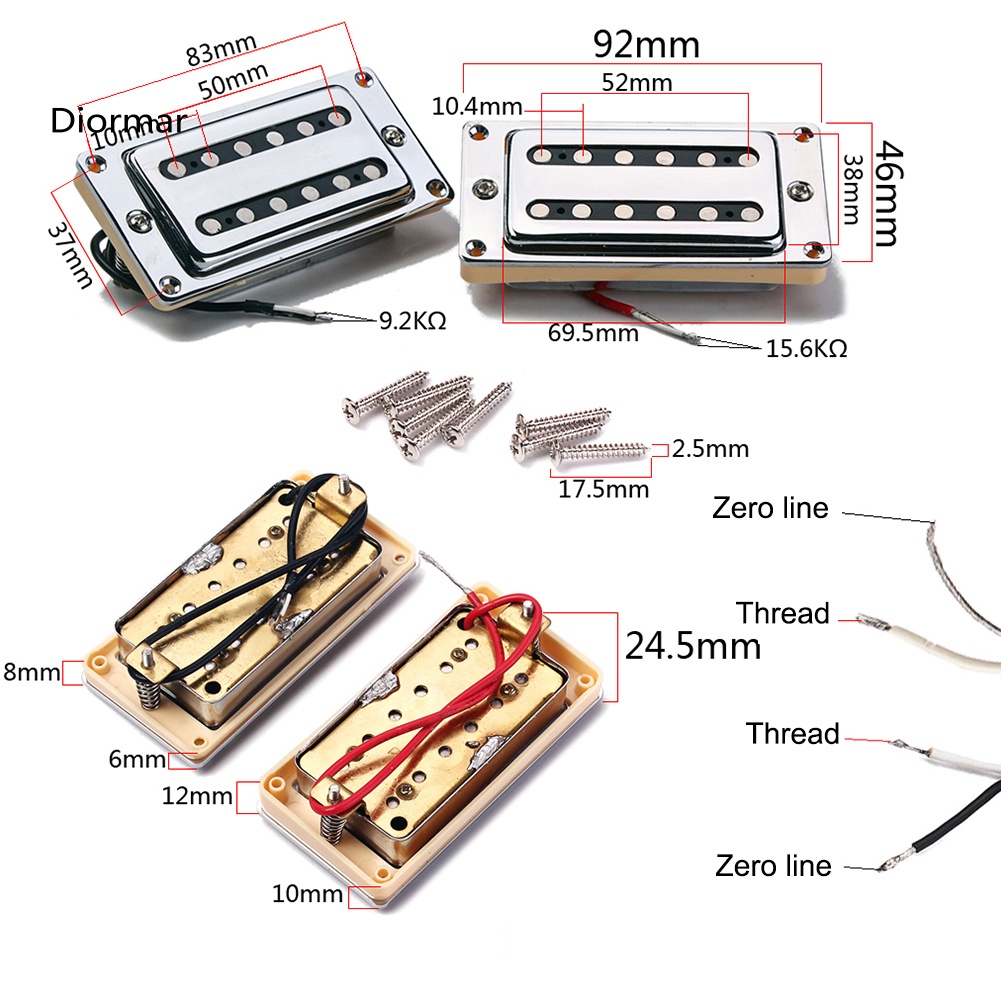 Bộ 2 Pickup Lõi Kép Cho Đàn Guitar Điện LP