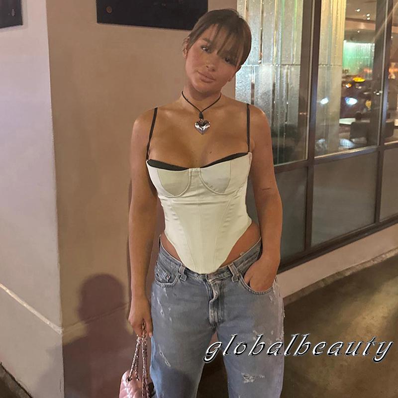 Áo Croptop Sát Nách Màu Sắc Tương Phản Thời Trang Mùa Hè Cho Nữ