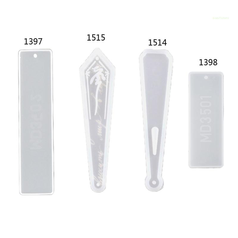 Khuôn Silicone Làm Thẻ Đánh Dấu Trang Sách Hình Lông Vũ Pipa Hình Chữ Nhật DIY