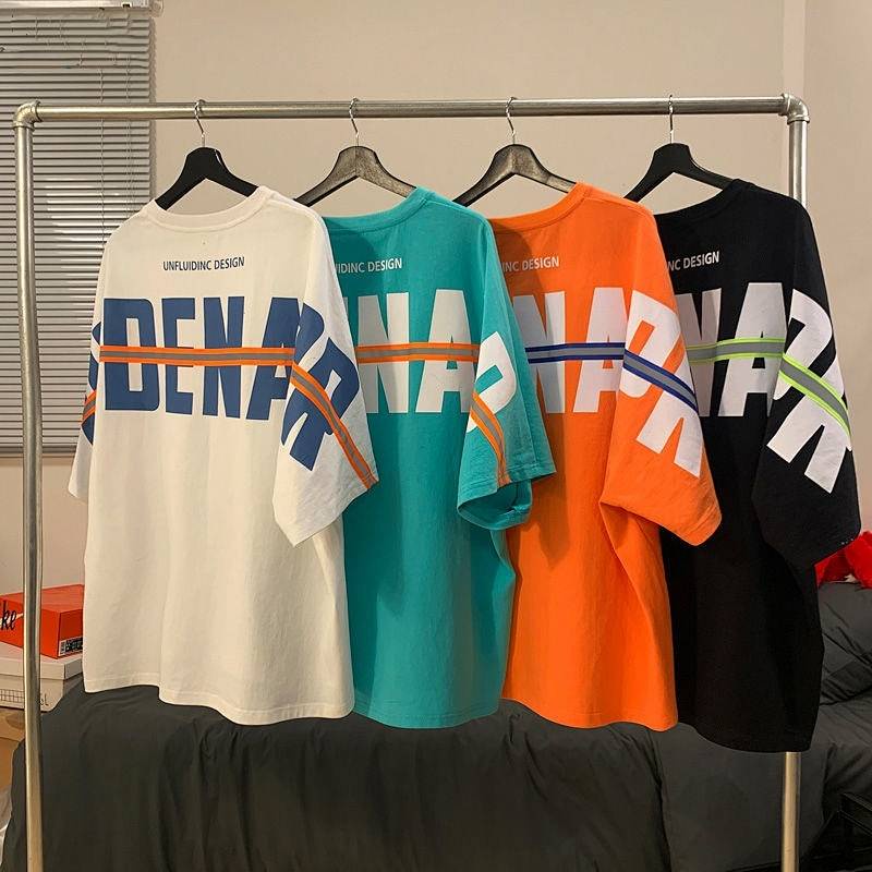 Student Online Red Hong Kong Style Personal Leisure Short-Sleeved T-shirt Men's Summer Loose Large Size Slimming Fashion Short-Sleeved Shirt Ins P0WC