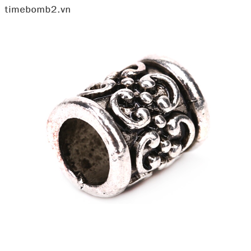 {Timebomb} Set 5 Dây Buộc Tóc Bện Hạt Cườm Bằng Hợp Kim Viking Cổ Điển Mới