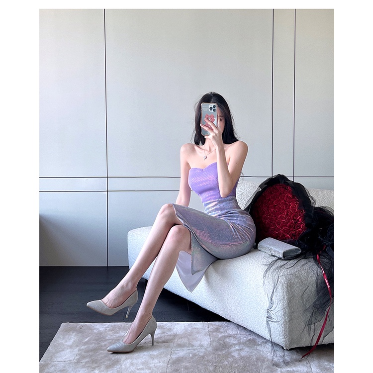 Đầm Ôm Dáng Đính Kim Sa Lấp Lánh Phong Cách Nổi Tiếng Cho Nữ