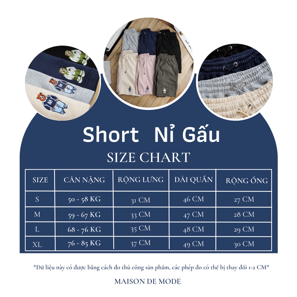 Quần Short Nỉ Thêu Hình Gấu