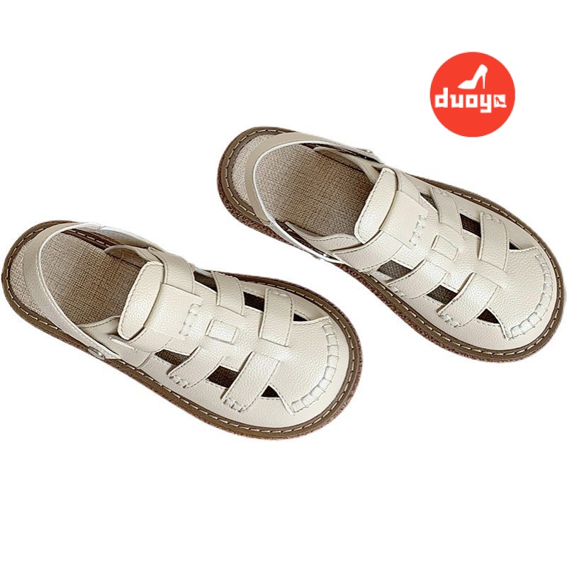 Duoya Tóc Thẳng ~ [Hàng Có Sẵn] Giày Sandal Mori Đế Dày Tăng Chiều Cao Một Nửa Phong Cách Preppy Dễ Phối Đồ Cho Nữ
