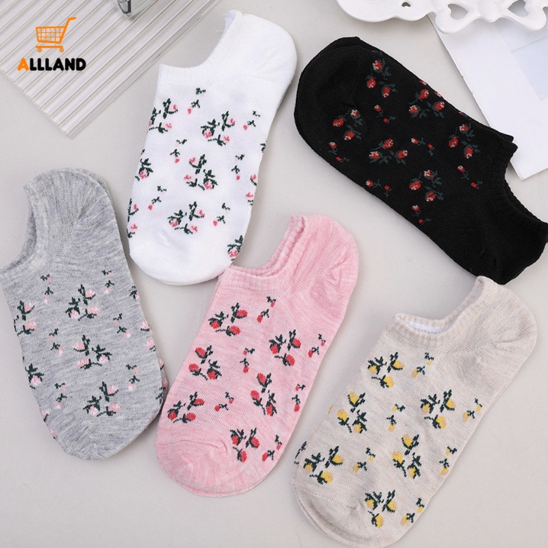 Vớ Cotton Cổ Thuyền Họa Tiết Hoa / Gấu Ấm Áp Dễ Thương Thời Trang Cho Nữ