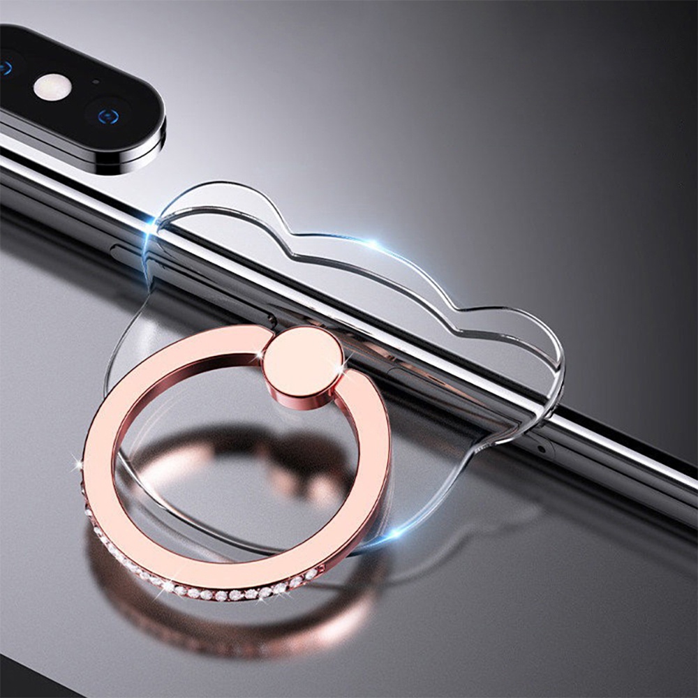 Giá Đỡ Điện Thoại Dạng Nhẫn Xoay 360 Độ Trong Suốt Đính Kim Cương Giả Thông Dụng