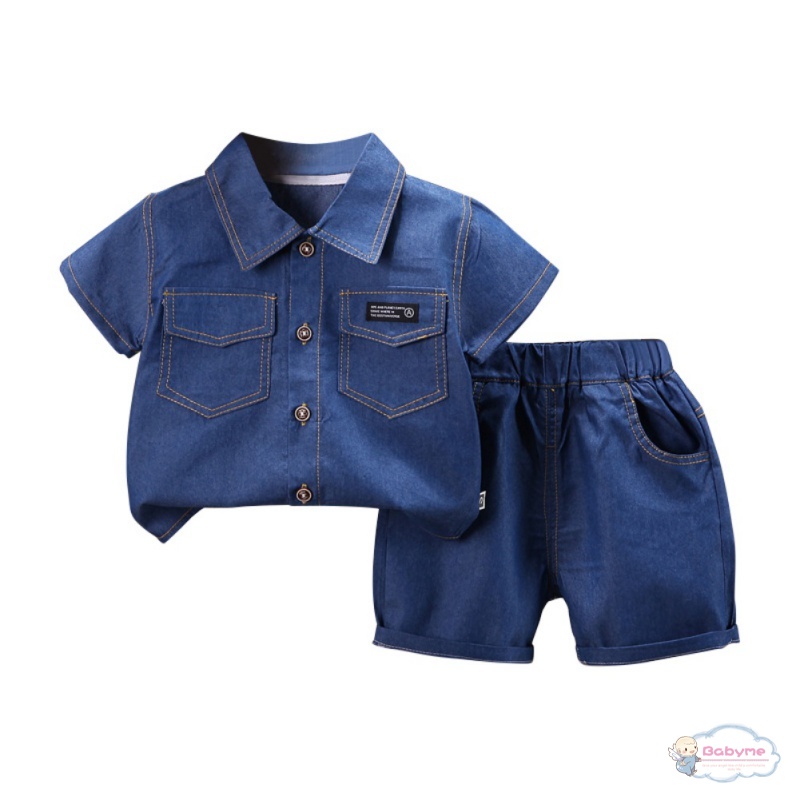 Set Đồ Mùa Hè 2 Món Gồm Áo Sơ Mi Denim Đa Năng + Quần Ngắn Thoải Mái Chất Lượng Cao Phong Cách Hàn Quốc Cho