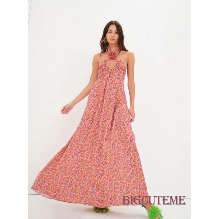 Đầm Dài Không Tay In Họa Tiết Hoa 3D Thời Trang Mùa Hè Dành Cho Nữ