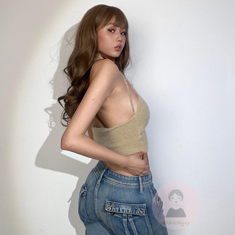 Áo Hai Dây Hở Lưng Màu Trơn Thời Trang Mùa Hè Cho Nữ