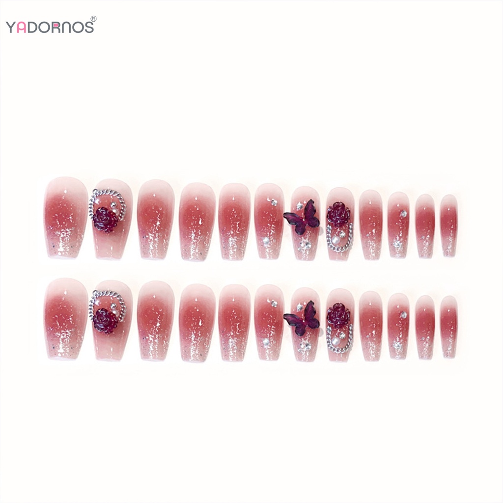 Móng Tay Giả YADORNOS Dài Màu Hồng Có Thể Tái Sử Dụng