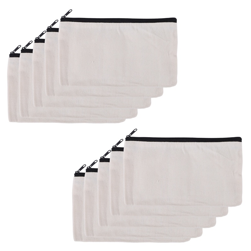Bộ 10 Túi Đựng Bút / Mỹ Phẩm Bằng Vải Canvas / Cotton Tiện Dụng Mang Theo Du Lịch DIY