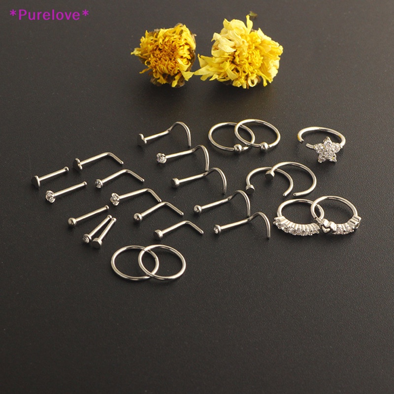 Set 24 Khuyên Mũi 20G Đính Đá Cá Tính Dành Cho Nữ Mới