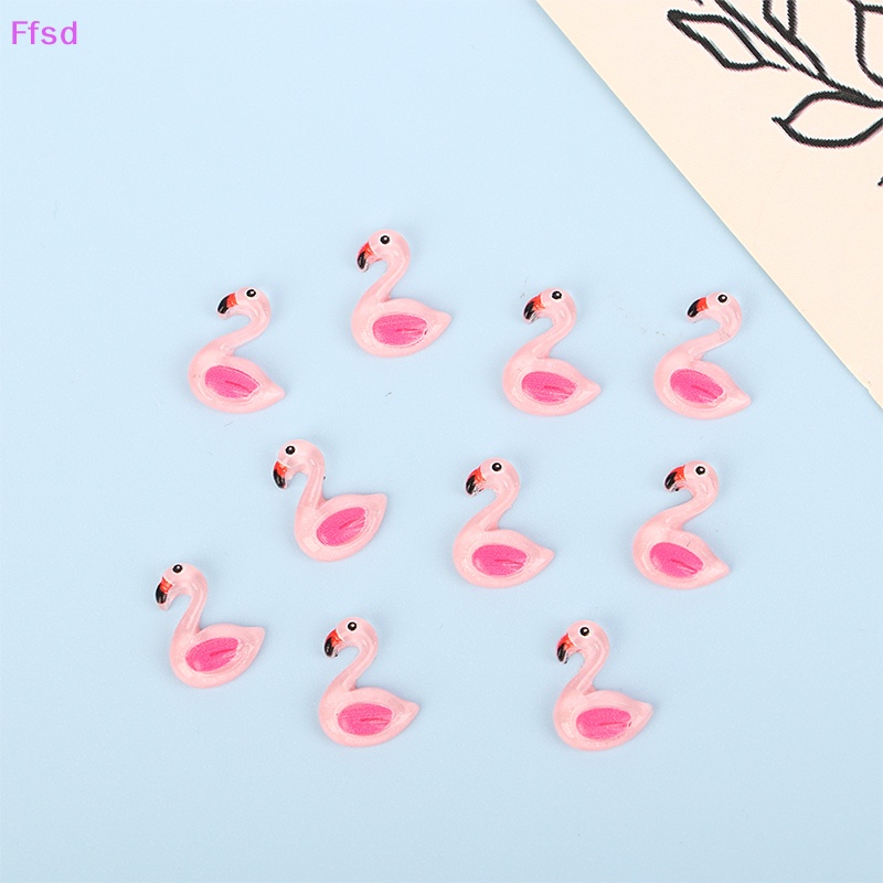 Bộ 10 Đồ trang trí Chim Hồng Hạc Hoạt Hình Mini Kích Thước 10 * 13mm Bằng Nhựa Resin Dùng Làm Trang Sức