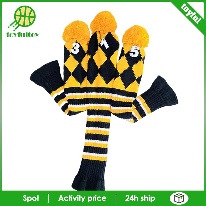 Bộ 3 Vỏ Bọc Đầu Gậy Đánh Golf Dệt Kim Thủ Công 3 5