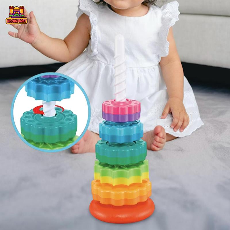 Predolo  Đồ Chơi Vòng Xếp Chồng Montessori Màu Cầu Vồng Giáo Dục Sớm Cho Trẻ Em