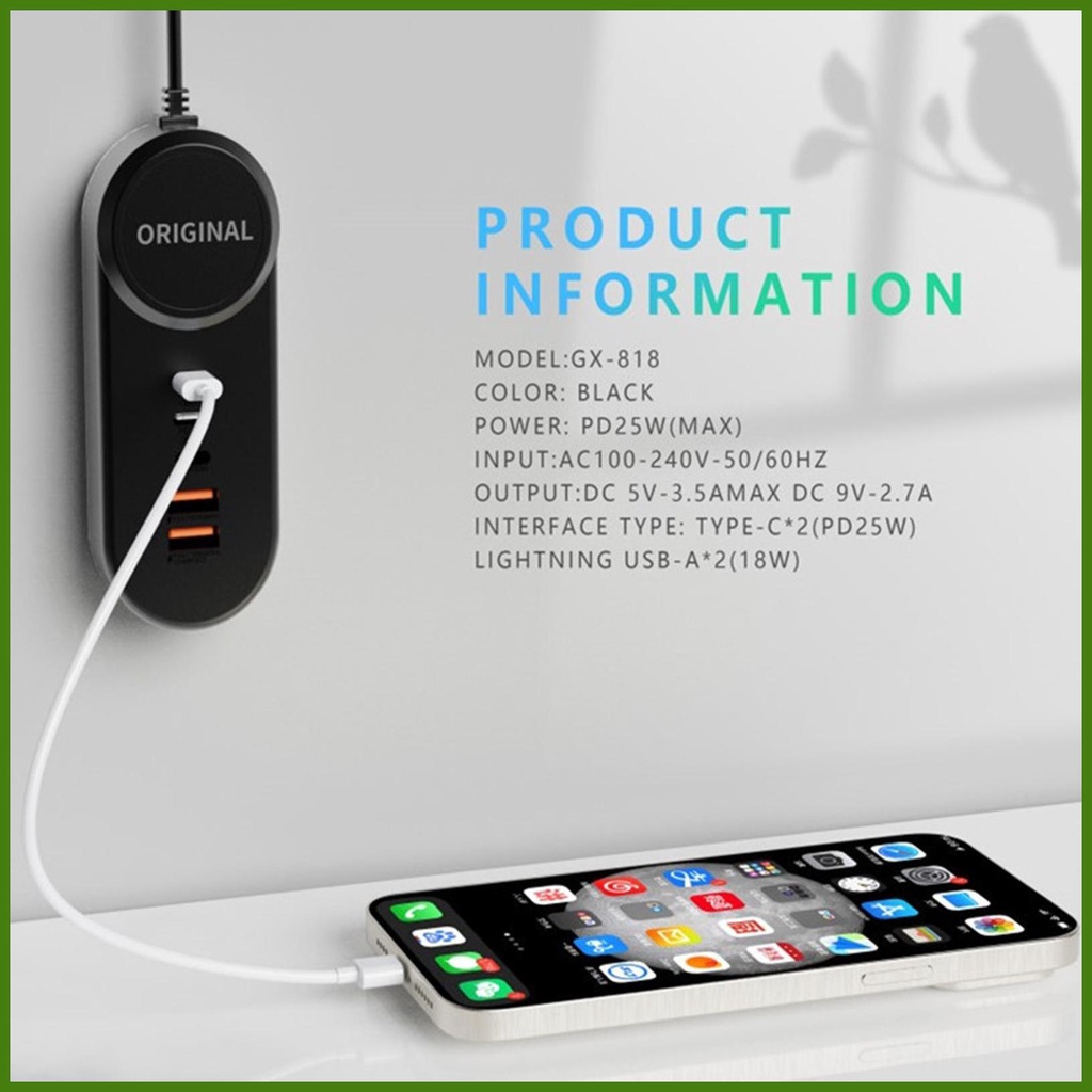 Ổ Cắm Sạc Nhanh 5 Cổng USB 5 Trong 1 Thông Minh 25W