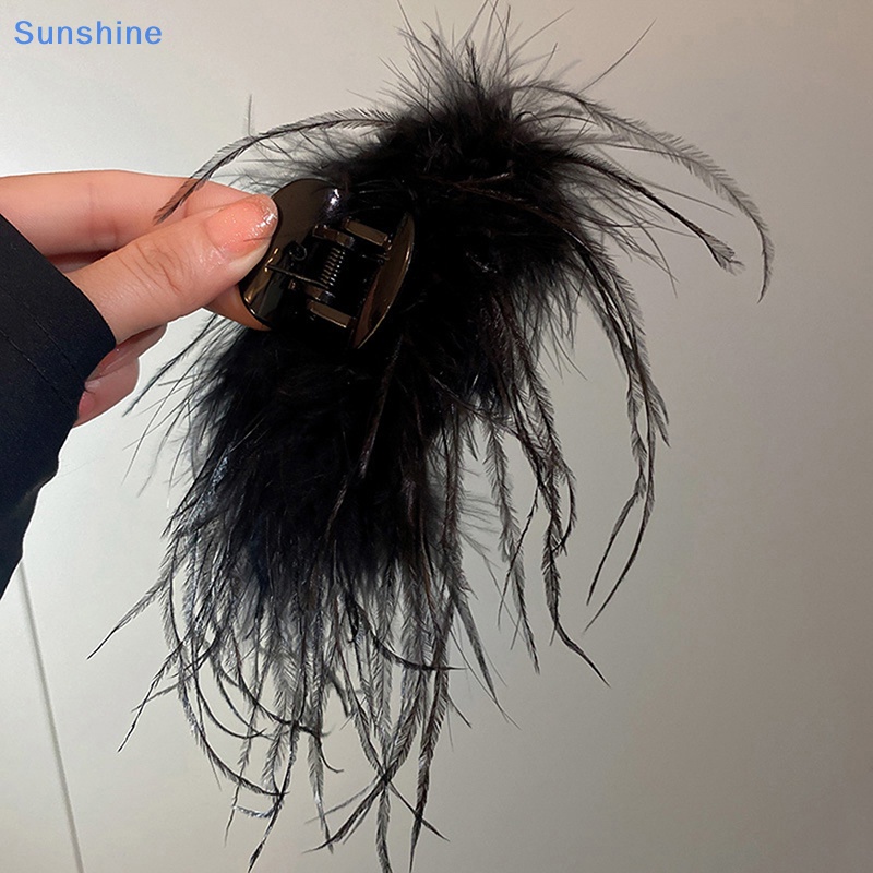 Kẹp Tóc Hình Lông Đà Điểu Thời Trang Mùa Đông Dành Cho Nữ