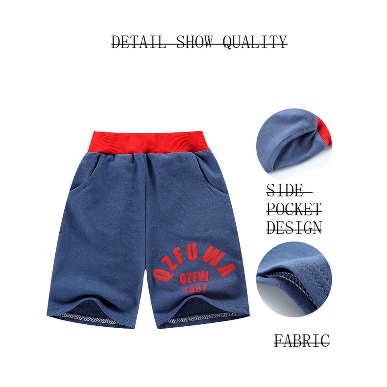 Quần Short Thể Thao Vải Cotton Thoáng Khí Kiểu Hàn Quốc Thời Trang Mùa Hè Cho Bé Trai