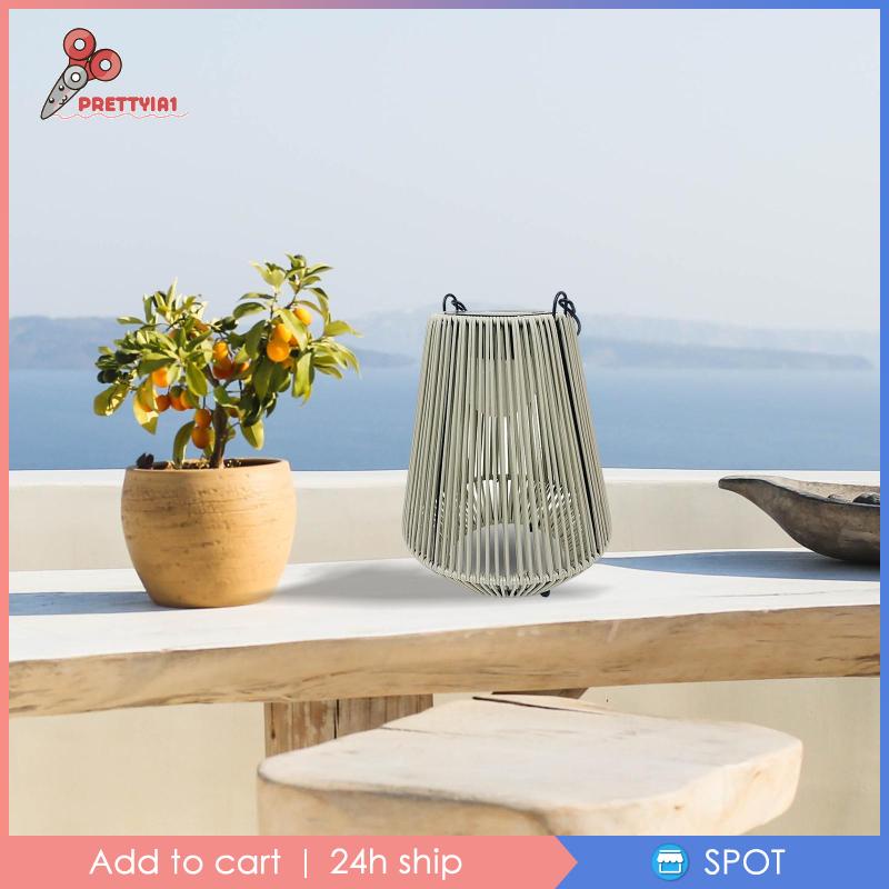 [Prettyia1] Lồng Đèn Kim Loại Năng Lượng Mặt Trời Treo Trang Trí Bàn Làm Việc Có Tay Cầm Cho Sân Vườn