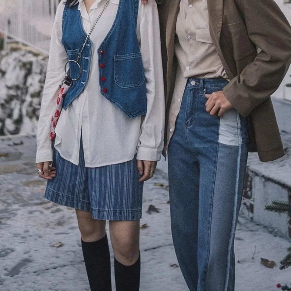 Áo Khoác Denim Không Tay Cổ Chữ V Thiết Kế Mới Thời Trang Mùa Thu Dành Cho Nữ